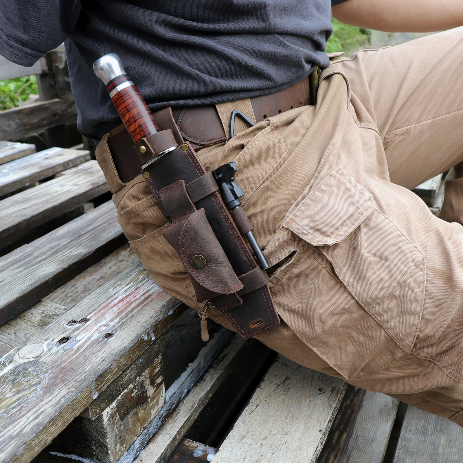 Bushcraft Knife Fixed - Tourbon Camping Leather thKnife Sheath Hunting
