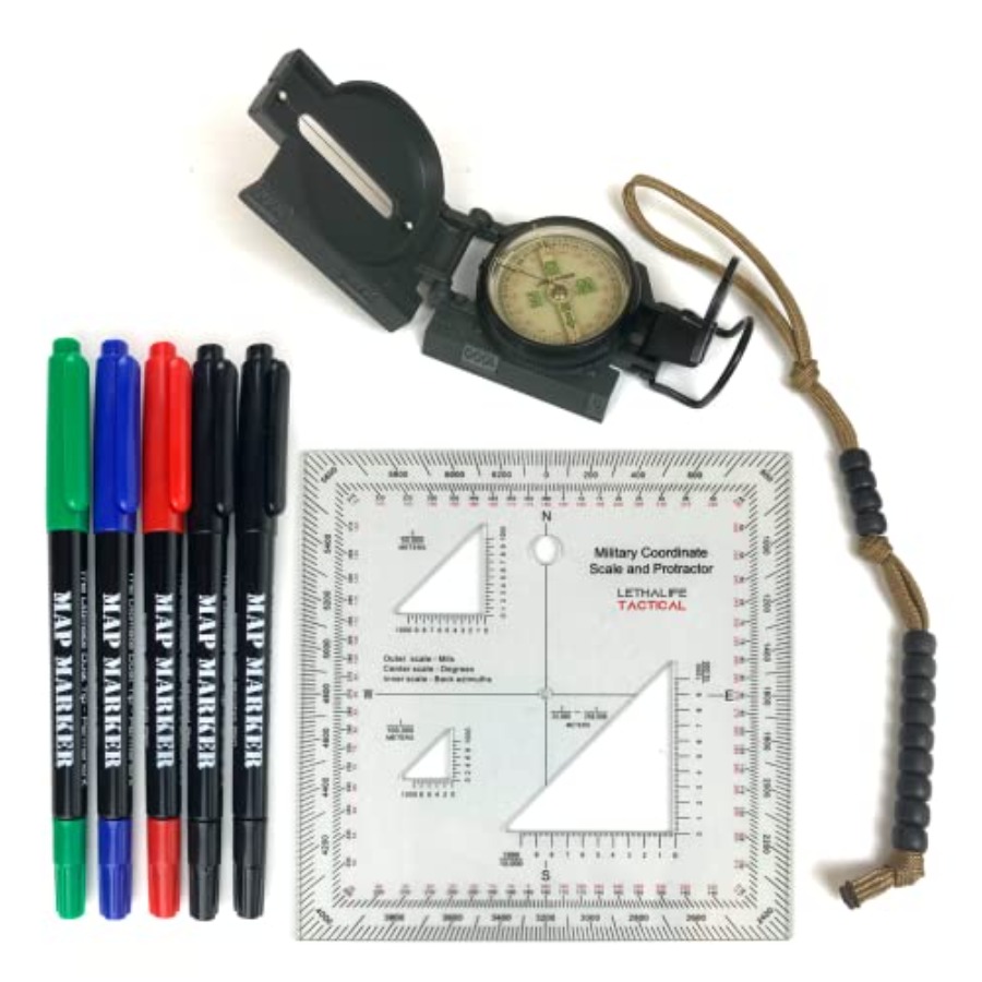 Compass Lensatic - Land Nav Kit with Lensatic Compass,