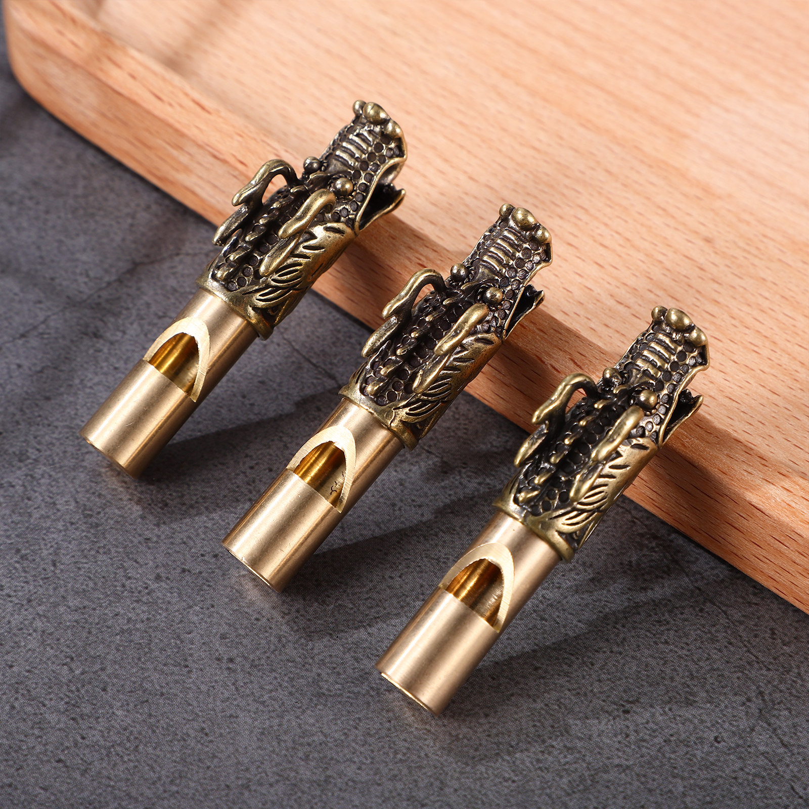 Emergency Whistle Loud - 3Pcs Dragon Keychain Whistles Brass Vintage