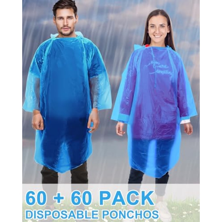 120 Pack Disposable Rain Ponch - مراجعة Emergency Poncho Rain وسعره