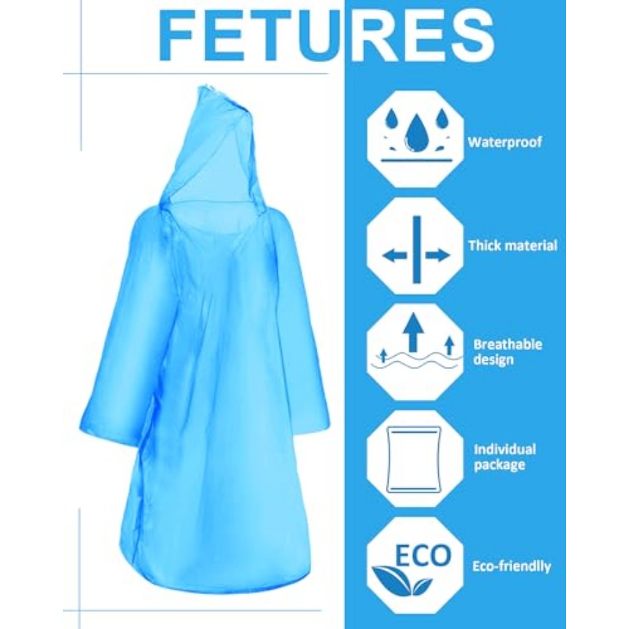 120 Pack Disposable Rain Ponch - مراجعة Emergency Poncho Rain وسعره