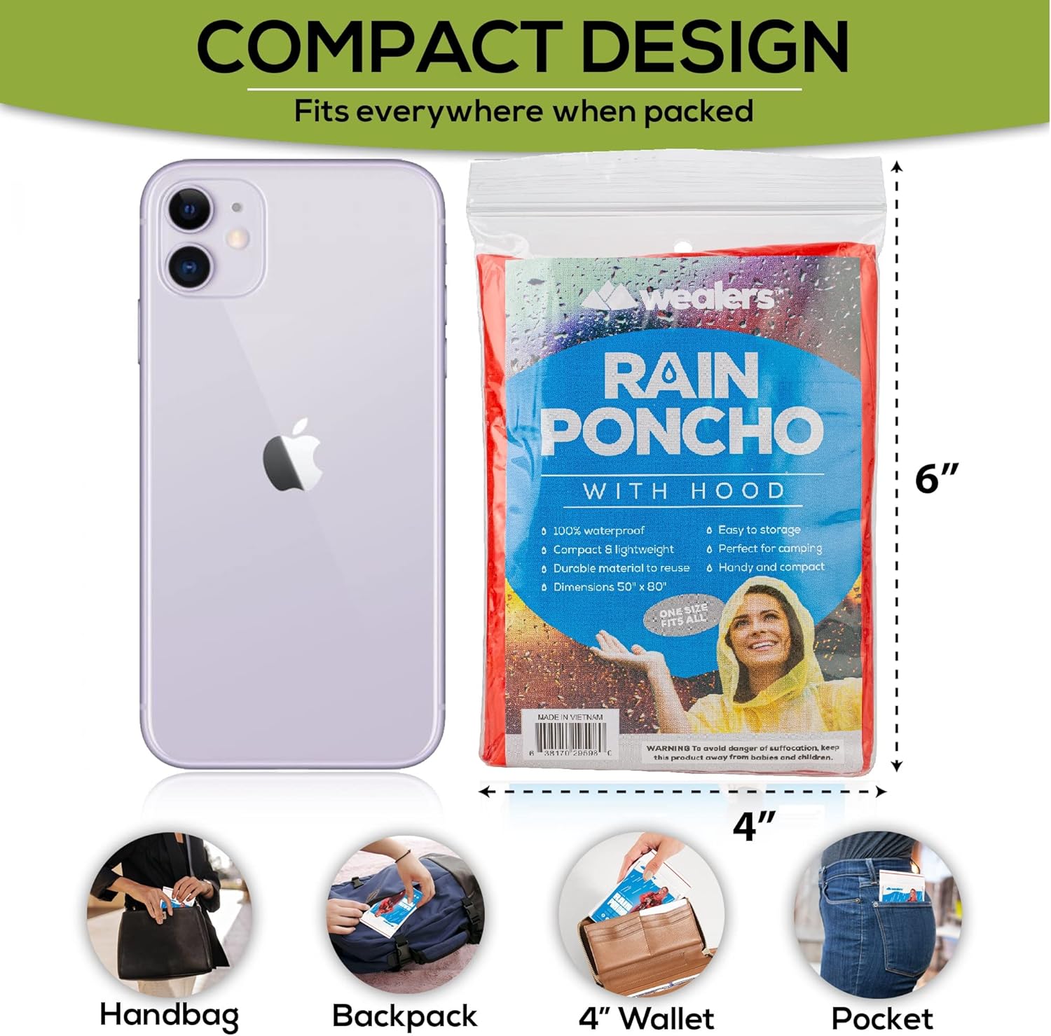 Rain Ponchos for Adults Teens  - مراجعة Emergency Poncho Rain وسعره