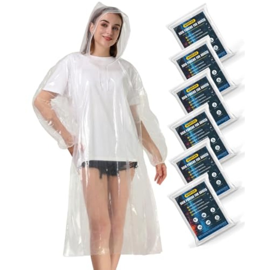 Disposable Rain Ponchos for Ad - مراجعة Emergency Poncho Rain وسعره
