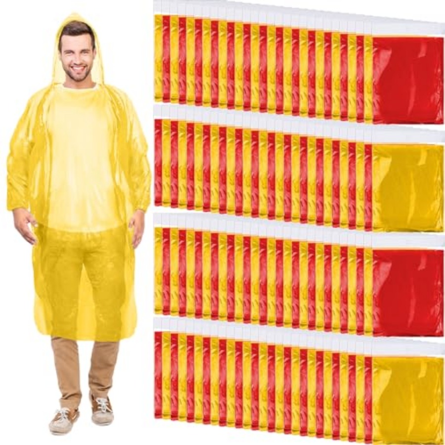 Handepo 100 Pack of Adult Rain - مراجعة Emergency Poncho Rain وسعره