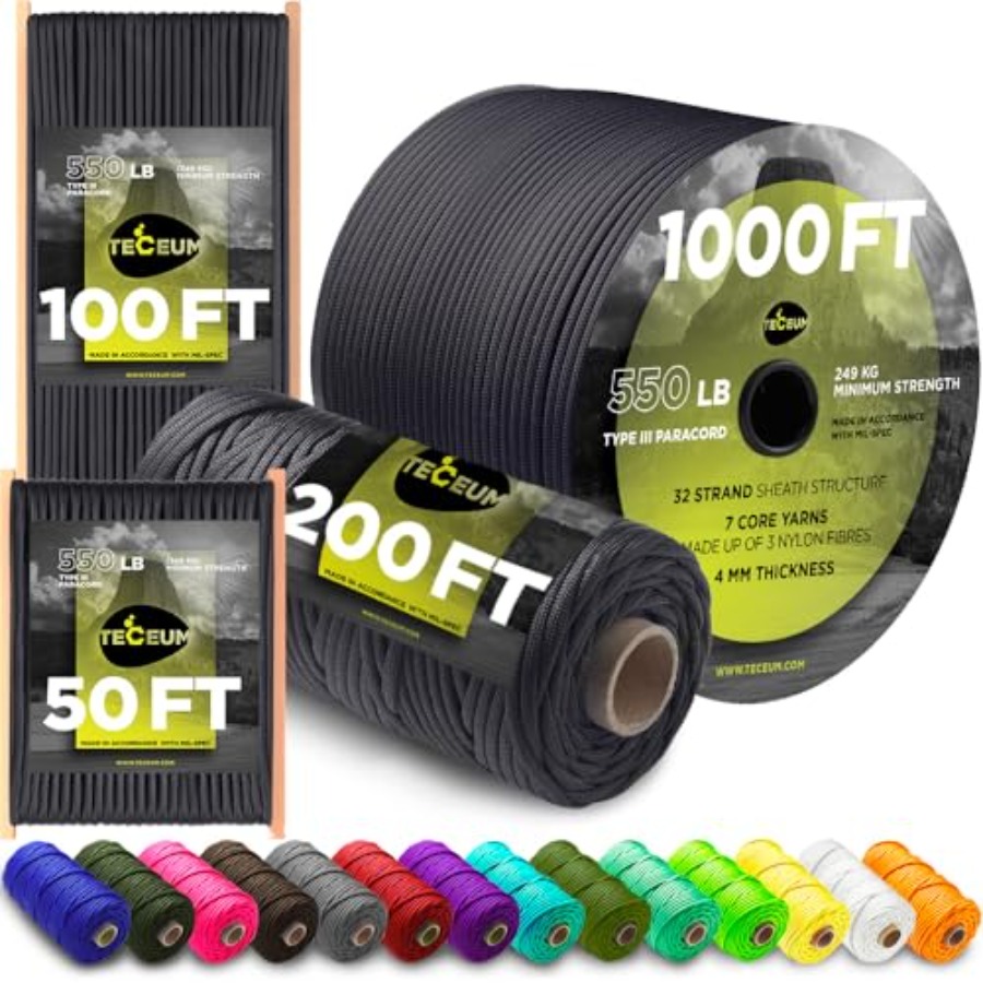 Paracord Type III 550 Basalt 1 - مراجعة Para Cord 1000Ft وسعره