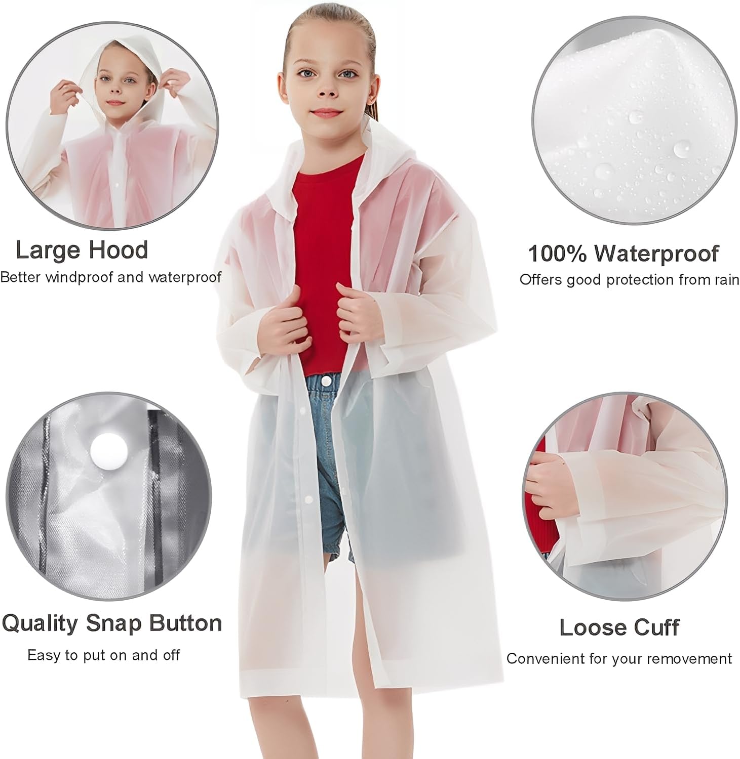 Kids Rain Ponchos Reusable wit - مراجعة Emergency Poncho Rain وسعره